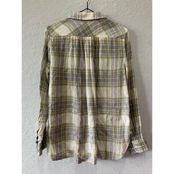 Denim and Supply Ralph Lauren Women's Button Down Plaid Shirt Sz M Linen Blend - Picture 7 of 8